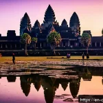 Home 20 앙코르 와트 입장권 팁 - A vibrant early morning scene at Angkor Wat temple complex during sunrise, featuring the iconic main...